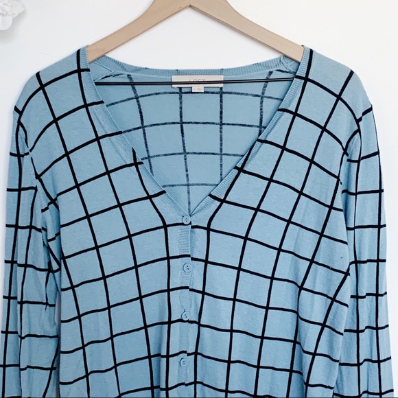 LOFT Windowpane Plaid Lightweight Cardigan Sweater - Picture 4 of 7